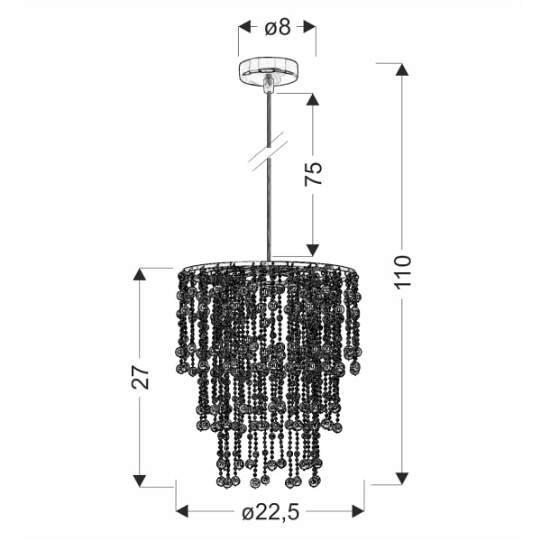 Roni Lampa Wisząca 1X60W E27 Abażur Chromowy Candellux