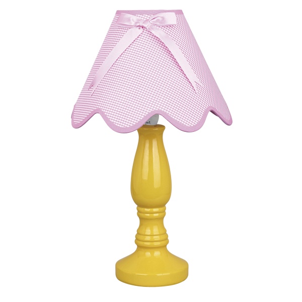 Lampka Lola Gabinetowa Żółta 1X40W E14 Abażur Różowy Candellux