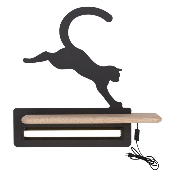 Cat Lampa Kinkiet Ścienny 5W Led Iq Kids Z Przewodem Z Wł. I Wtyczką Skaczący Czarny Candellux