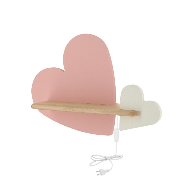 Heart Lampa Kinkiet 5W Led Iq Kids Z Przewodem Z Wł. I Wtyczką Różowy+Biały Candellux