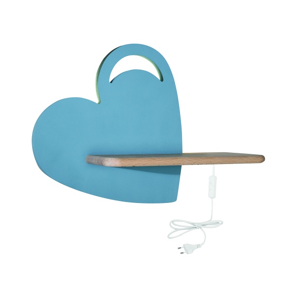 Heart Lampa Kinkiet 5W Led Iq Kids Z Przewodem Z Wł. I Wtyczką Z Otworem Niebieski Candellux