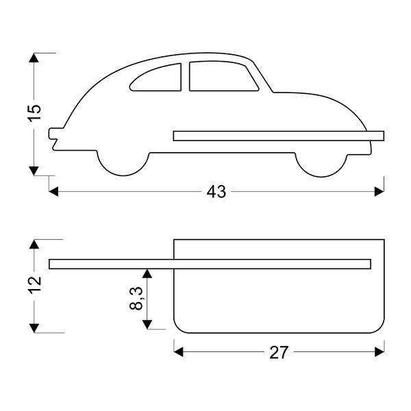 Car Lampa Kinkiet 5W Led 4000K Wp Iq Kids Z Przewodem Z Wł. I Wtyczką Czarny Candellux