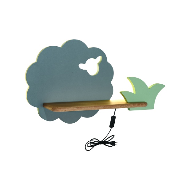 Sheep Lampa Kinkiet 5W Led 4000K Iq Kids Z Przewodem Z Wł. I Wtyczką Szary+Miętowy Candellux