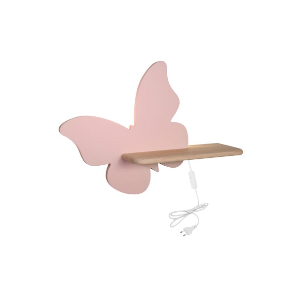 Butterfly Lampa Kinkiet 5W Led 4000K Iq Kids Z Przewodem Z Wł. I Wtyczką Różowy Candellux