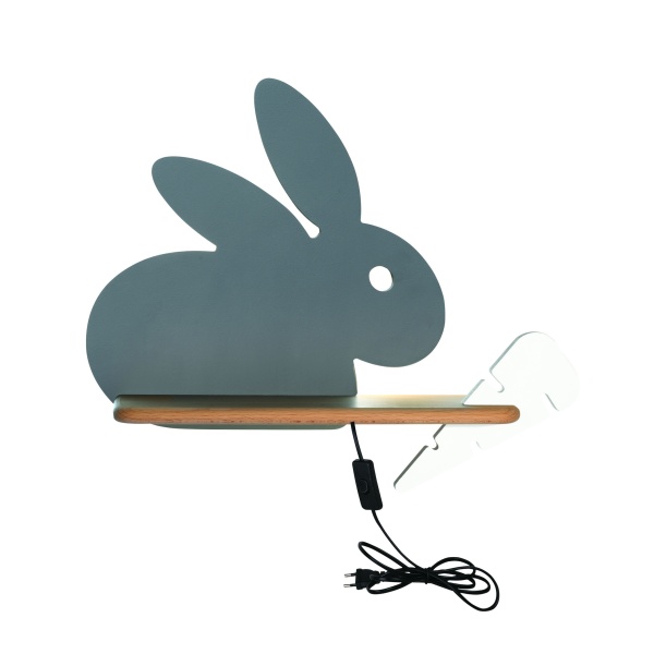 Rabit Lampa Kinkiet 4W Led 4000K Iq Kids Z Przewodem Z Wł. I Wtyczką Szary+Biały Candellux