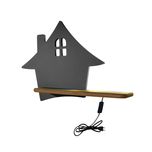 House Lampa Kinkiet 4W Led 4000K Kl Iq Kids Z Przewodem Z Wł. I Wtyczką Szary Candellux