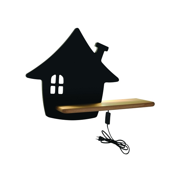 House Lampa Kinkiet 4W Led 4000K Kp Iq Kids Z Przewodem Z Wł. I Wtyczką Czarny Candellux