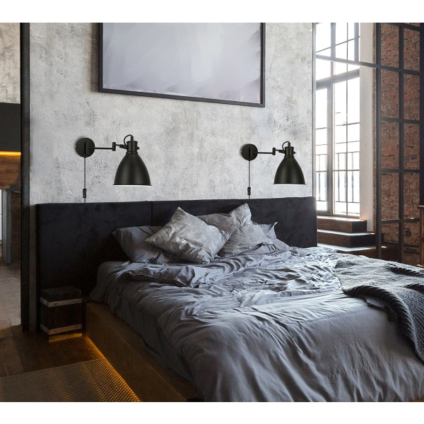 Espera Lampa Kinkiet 1X40W E27 Czarny Z Przewodem Przył. Z Wtyczką I Włącznikiem Candellux