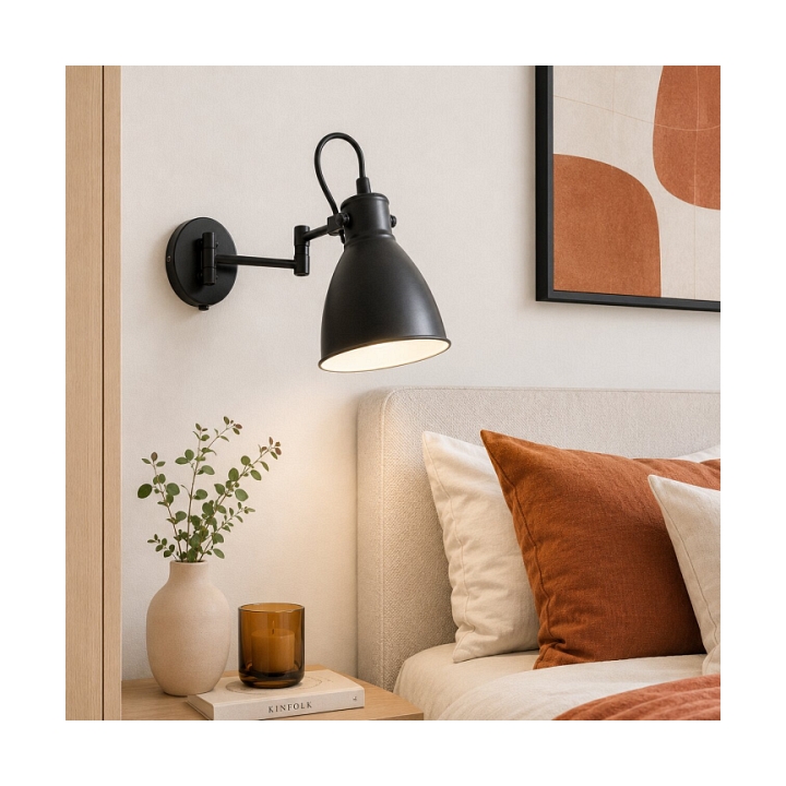 Kinkiet Espera czarny przył z wtyczką włącznikiem 1x40w - Candellux