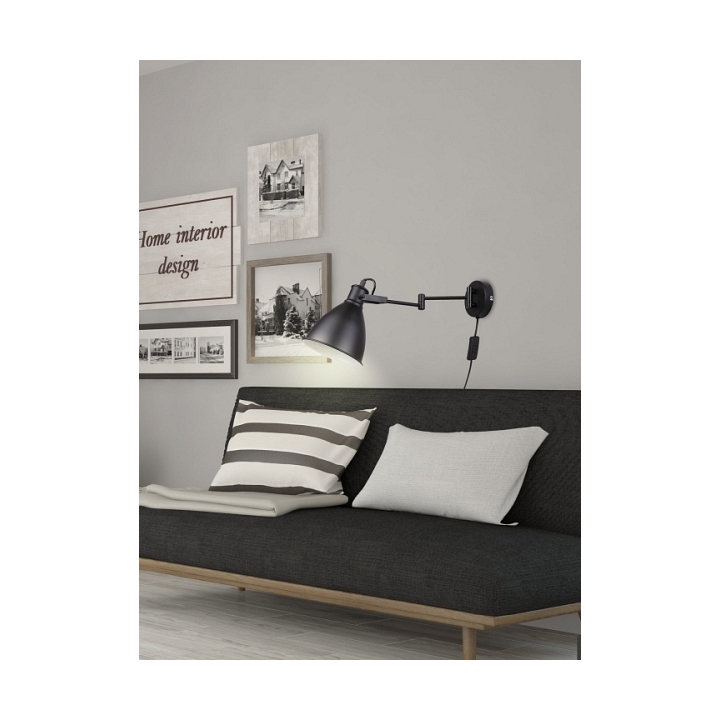 Kinkiet Espera czarny przył z wtyczką włącznikiem 1x40w - Candellux