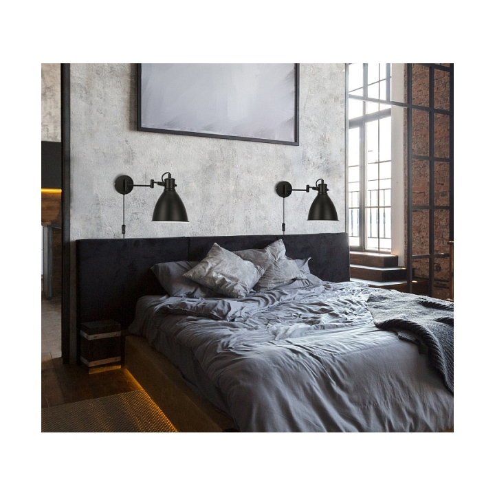 Kinkiet Espera czarny przył z wtyczką włącznikiem 1x40w - Candellux