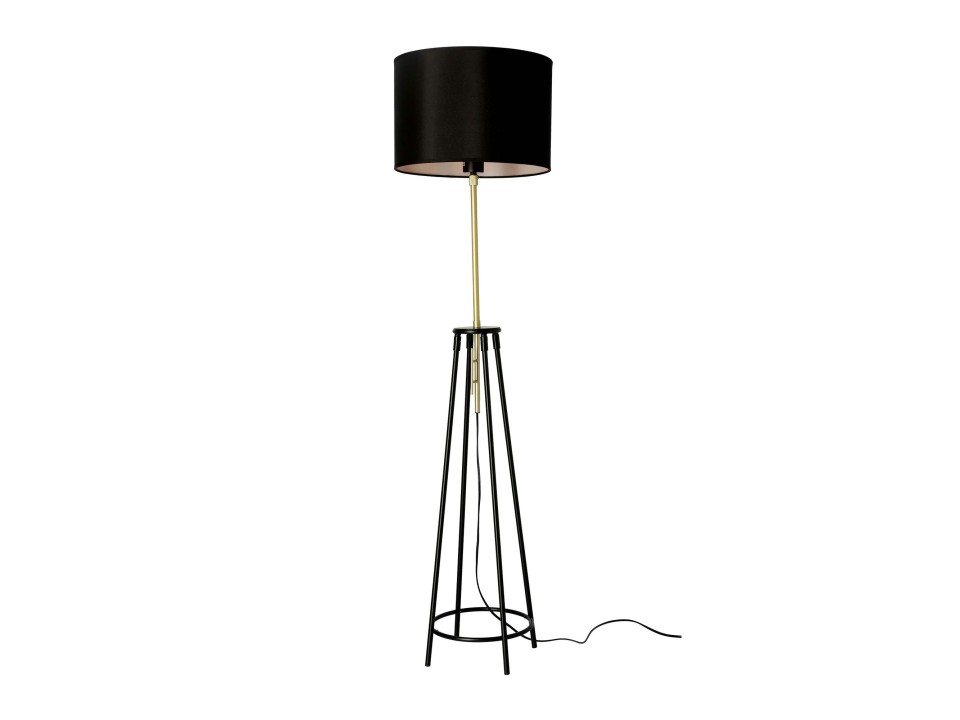 Tegola Lampa Podłogowa Czarny+Złoty Matowy 1X60W E27 Abażur Czarny Candellux