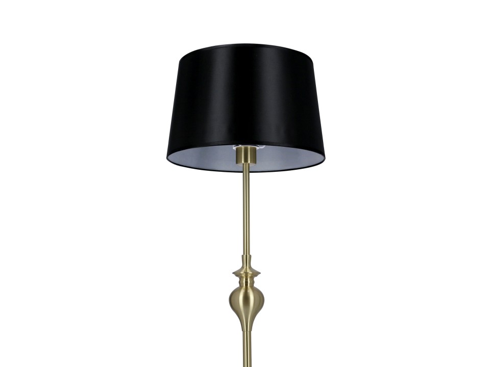 Prima Gold Lampa Podłogowa Złoty Satynowy 1X60W E27 Abażur Czarny Candellux