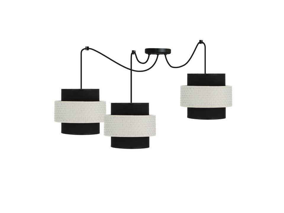 Benta P Lampa Wisząca Czarny 3X40W E27 Abażur Czarny+Kremowy Candellux