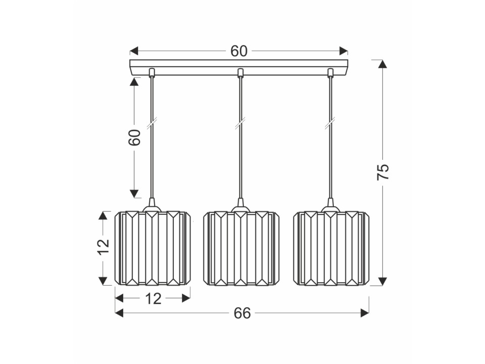 Glassia Lampa Wisząca Czarny 3X40 E27 Klosz Czarny+Kryształy Bezbarwne Candellux