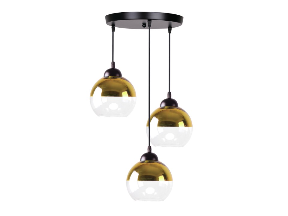 Contessa Lampa Wisząca Talerz Czarny 3X40 E27 Klosz Złoty Candellux
