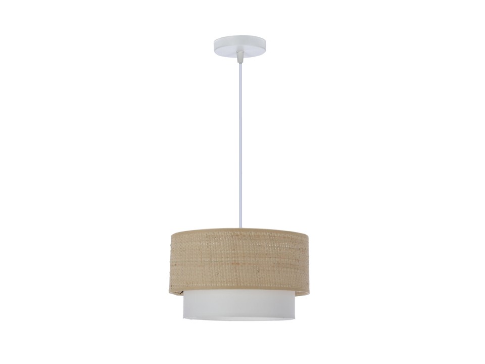 Ritana Lampa Wisząca Biały 1X60 E27 Abażur Beżowy+Biały Candellux