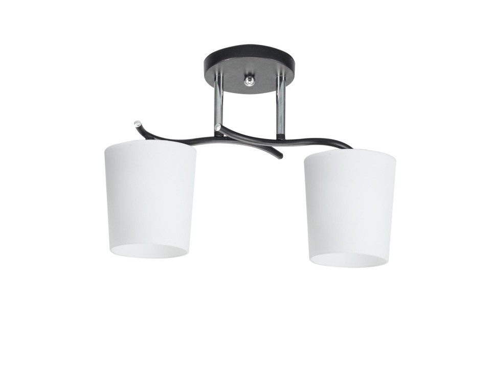 Esnyr Lampa Sufitowa Chromowy+Czarny 2X40 E27 Klosz Biały Candellux