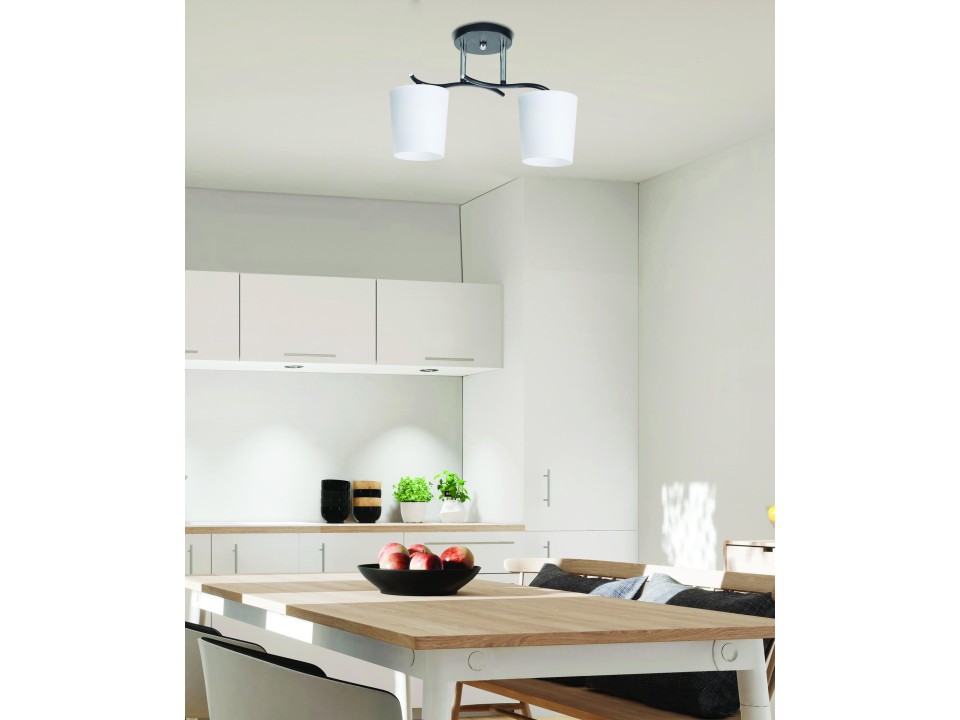 Esnyr Lampa Sufitowa Chromowy+Czarny 2X40 E27 Klosz Biały Candellux