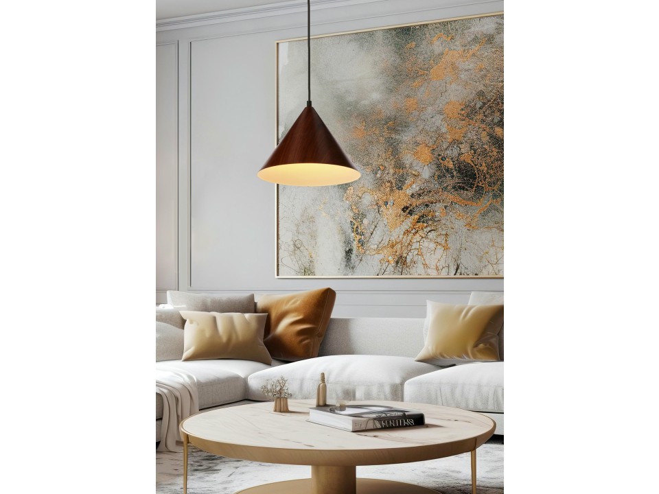 Dunca Lampa Wisząca 25 Czarny 1X40 E27 Klosz Ciemny Orzechowy Candellux
