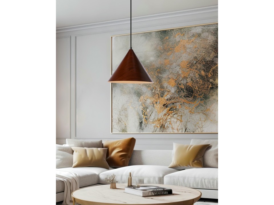 Dunca Lampa Wisząca 32 Czarny 1X40 E27 Klosz Ciemny Orzechowy Candellux
