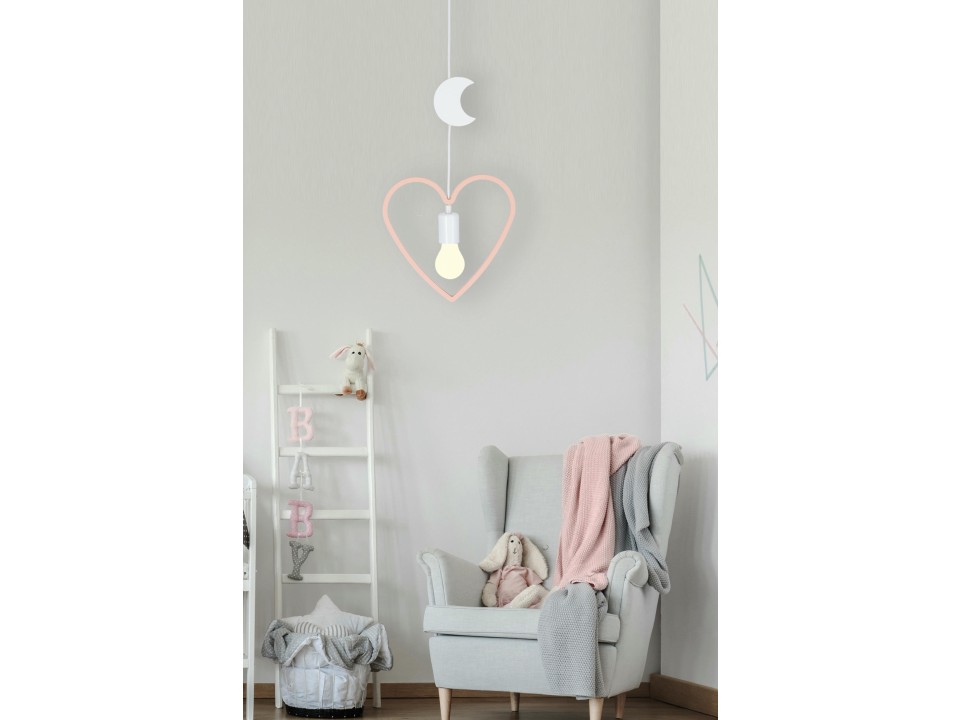 Single Hm Lampa Wisząca 1X20W E27 Iq Kids Różowy+Biały Candellux