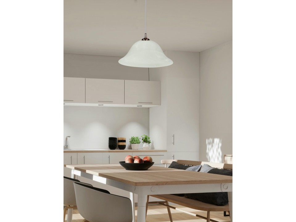 Vera Lampa Wisząca Miedziany 1X60W E27 Klosz Alabastrowy Candellux