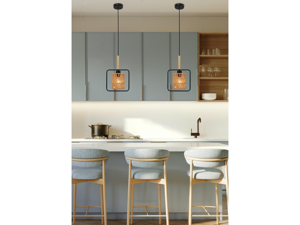 Crown Lampa Wisząca Czarny 1X40W E27 Abażur Beżowy Candellux