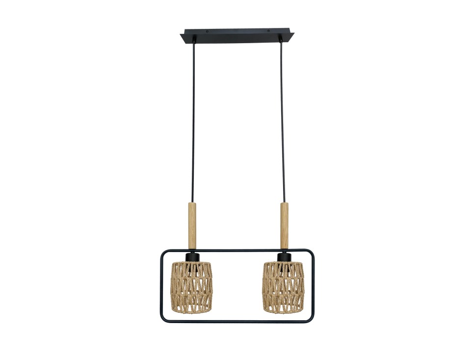 Crown Lampa Wisząca Czarny 2X40W E27 Abażur Beżowy Candellux