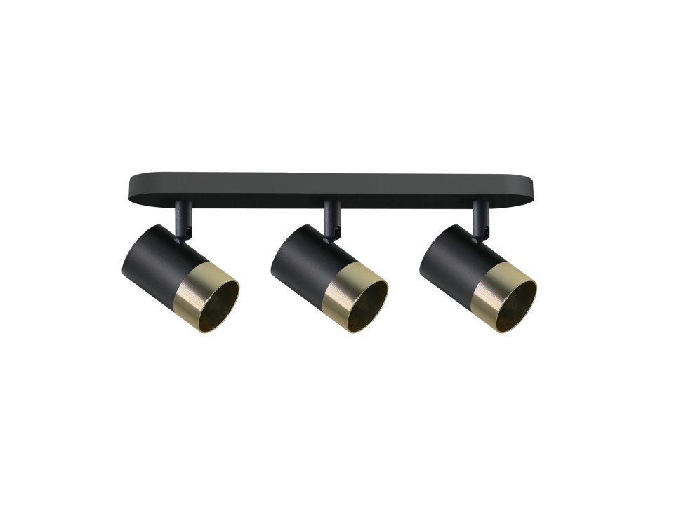 Tobi Lampa Sufitowa Listwa Czarny 3X15W Gu10 Klosz Czarny+Złoty Candellux