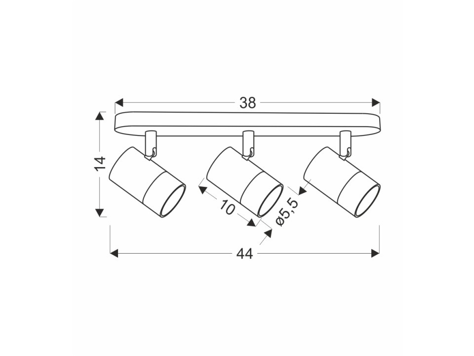Tobi Lampa Sufitowa Listwa Czarny 3X15W Gu10 Klosz Czarny+Złoty Candellux