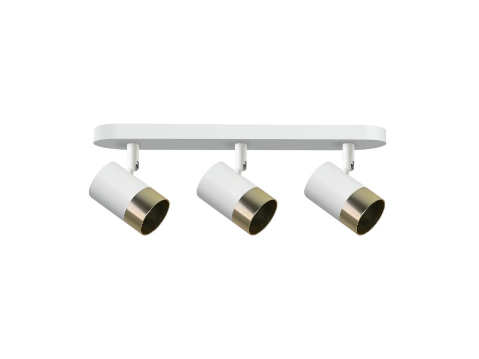 Tobi Lampa Sufitowa Listwa Biały 3X15W Gu10 Klosz Biały+Złoty Candellux