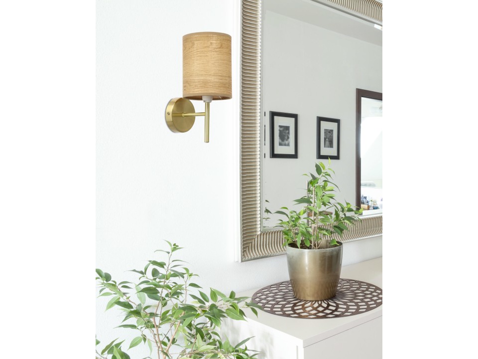 Yan Lampa Kinkiet Patynowy 1X40W E14 Abażur Orzechowy Candellux