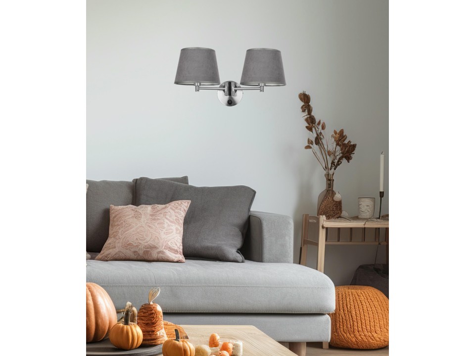 Ibis Lampa Kinkiet Satynowy 2X40W E14 Abażur Grafitowy Candellux