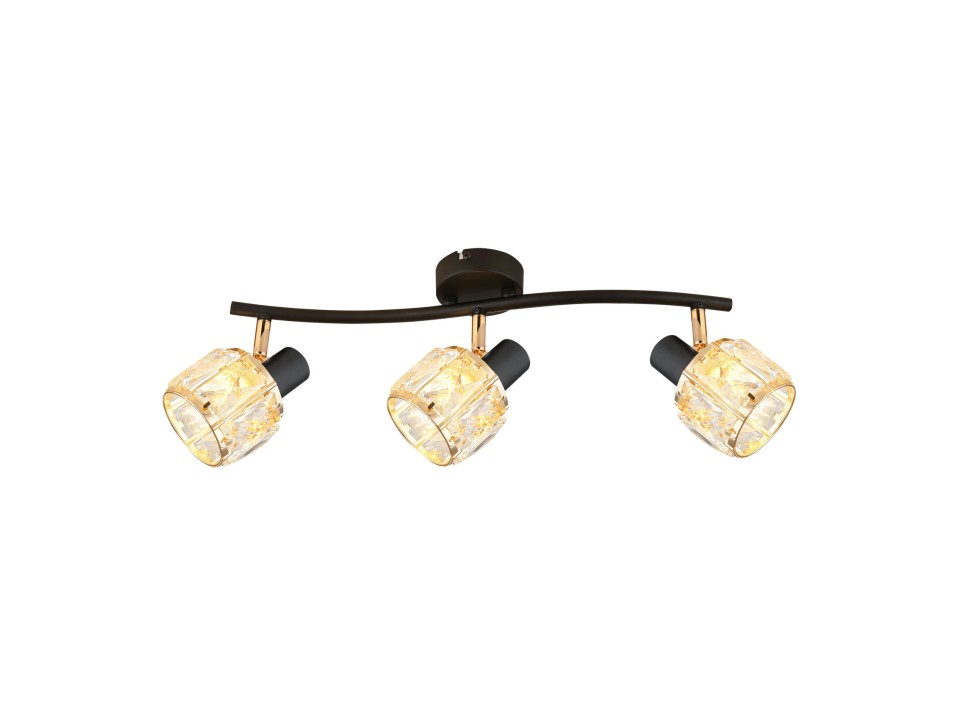 Dubai Lampa Sufitowa Listwa Czarny 3X40W E14 Klosz Różowy Złoty Kryszt Transp Candellux