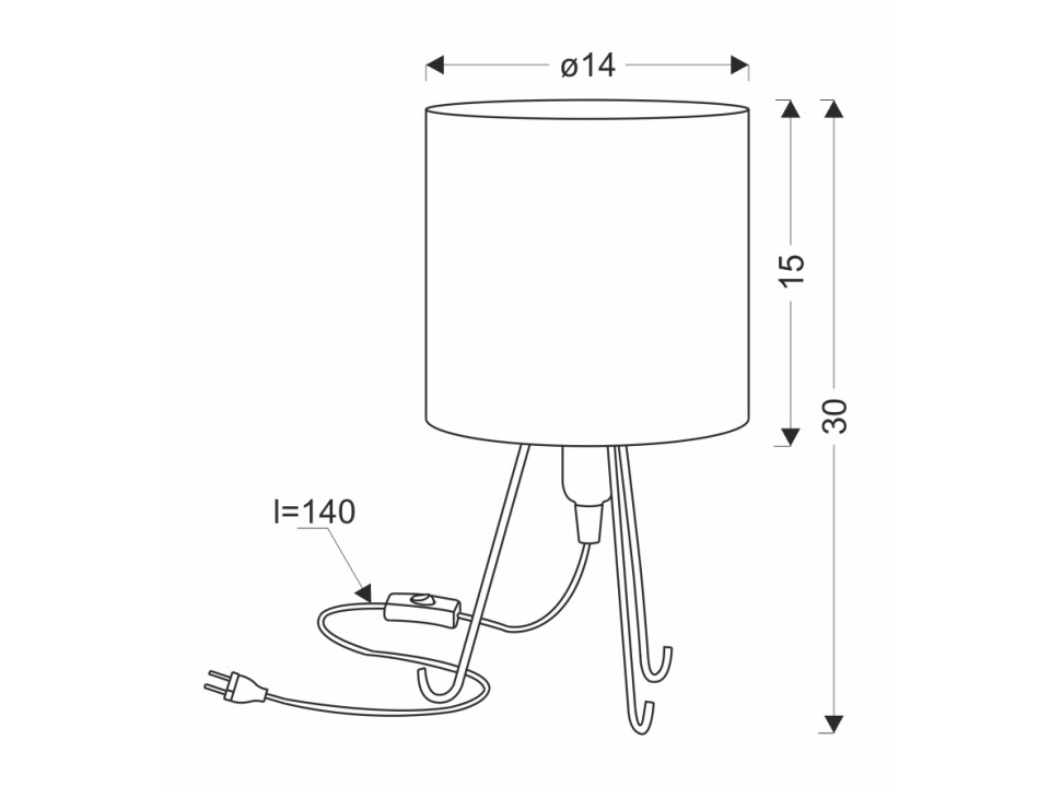 Smally Lampa Stołowa Czarny 1X40 E14 Abażur Biały Candellux