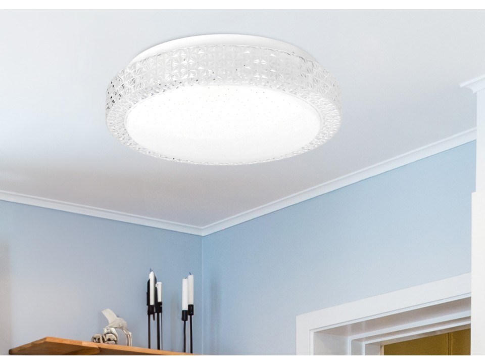 Rabel Lampa Sufitowa Plafon Bezbarwny 12W Led 4000K 27Cm Klosz Biały Candellux
