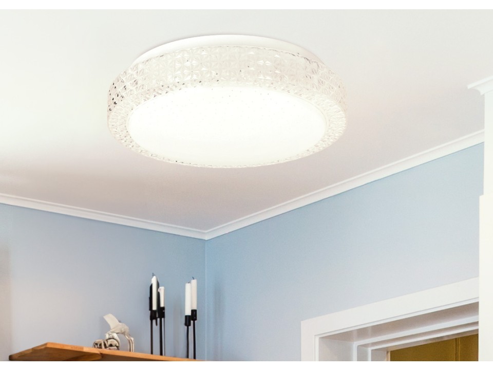 Rabel Lampa Sufitowa Plafon Bezbarwny 12W Led 4000K 27Cm Klosz Biały Candellux