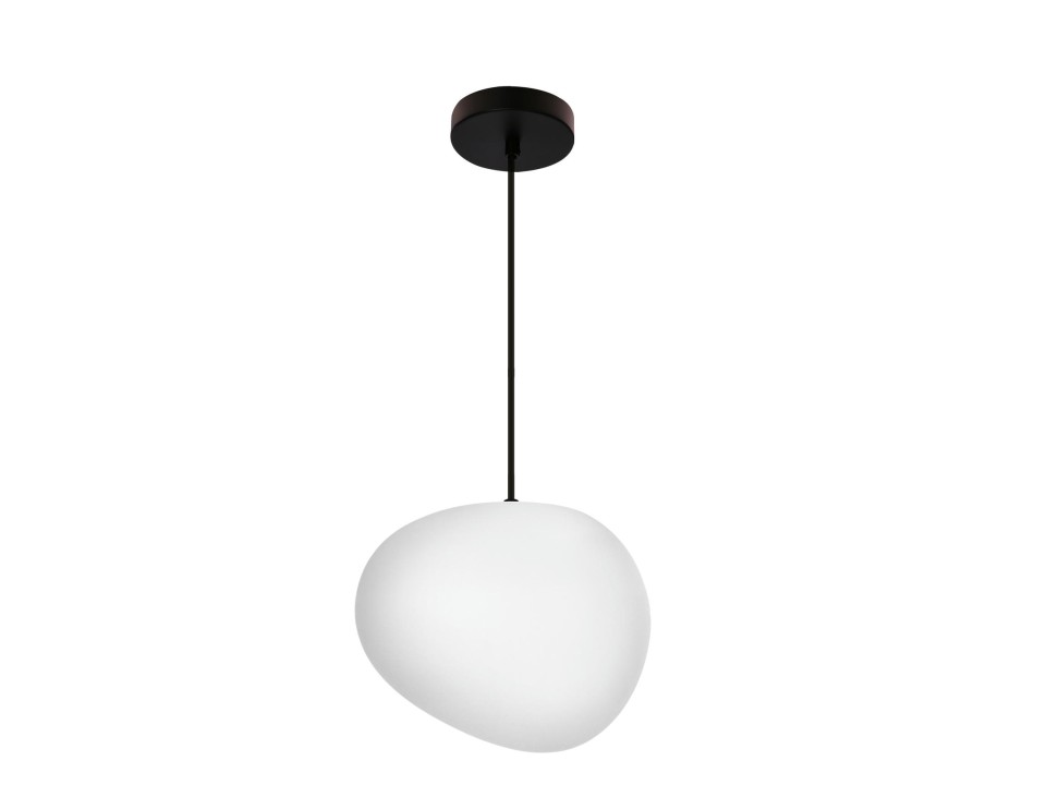 Stones Lampa Wisząca Czarny 25Cm 1X40W E27 Klosz Biały Candellux