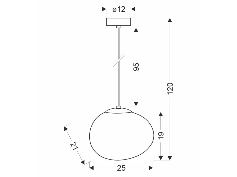 Stones Lampa Wisząca Czarny 25Cm 1X40W E27 Klosz Biały Candellux