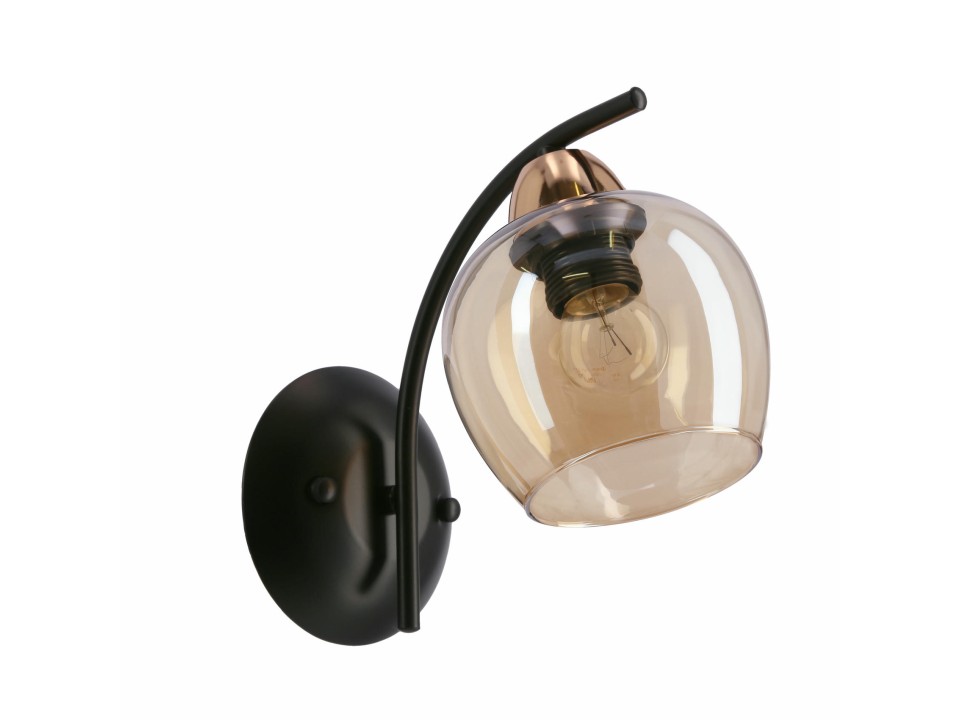 Merra Lampa Kinkiet Czarny 1X40W E27 Klosz Bursztynowy Candellux