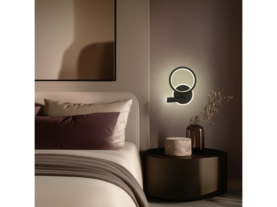 Monet Lampa Kinkiet Koło Czarny 18W Led 3000K Klosz Biały Candellux
