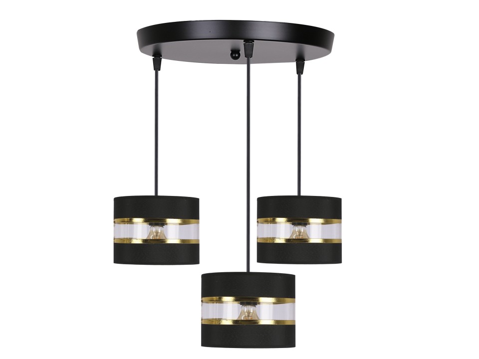 Pandy Lampa Wisząca Czarny Talerz 3X40W E27 Abażur Czarny+Złoty Candellux