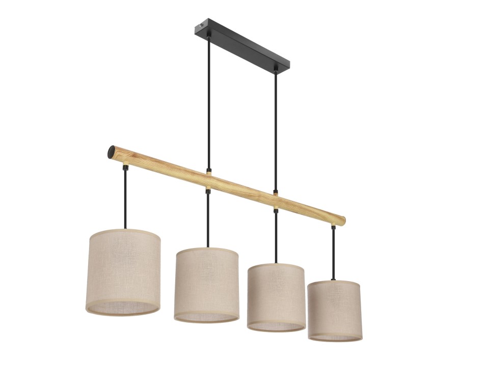 Combi Lampa Wisząca Czarny 4X60W E27 Abażur Beżowy Candellux