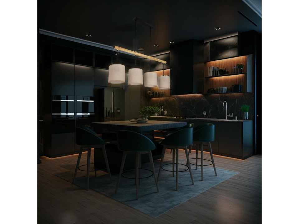 Combi Lampa Wisząca Czarny 4X60W E27 Abażur Beżowy Candellux