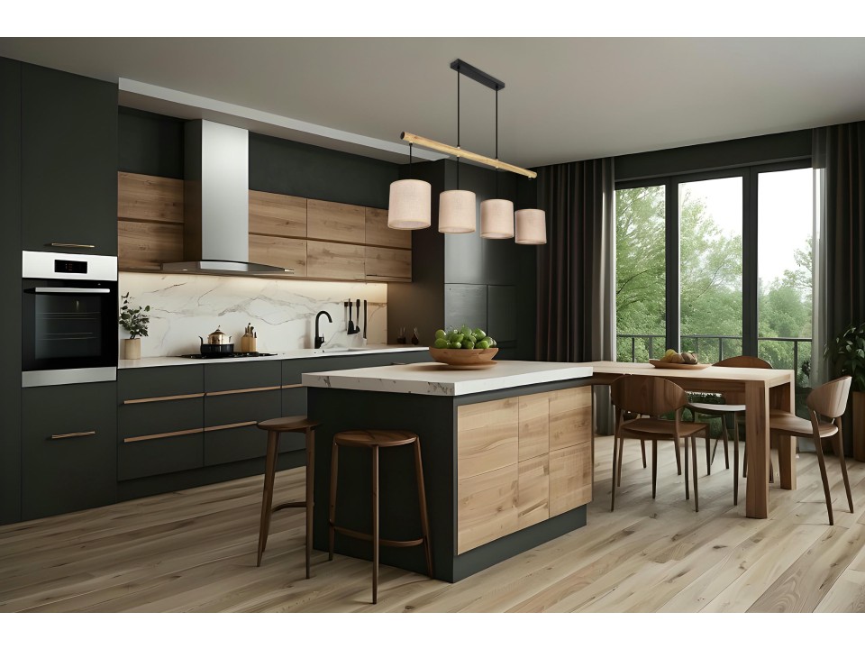 Combi Lampa Wisząca Czarny 4X60W E27 Abażur Beżowy Candellux
