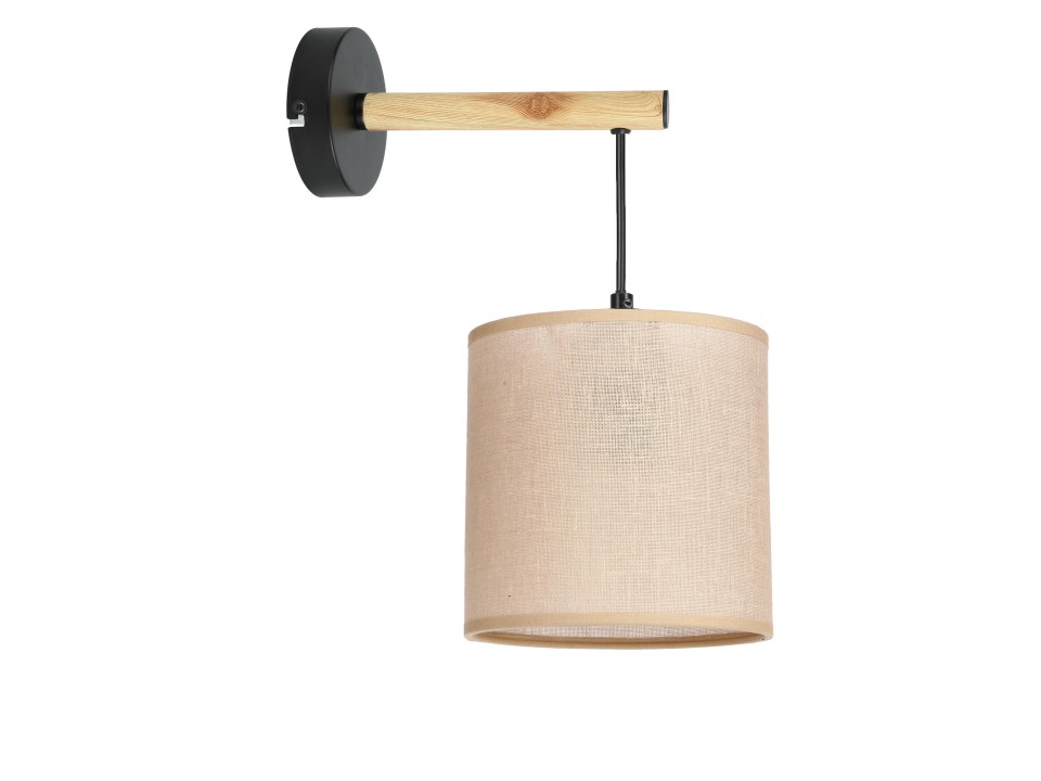 Combi Lampa Kinkiet Czarny 1X60W E27 Abażur Beżowy Candellux
