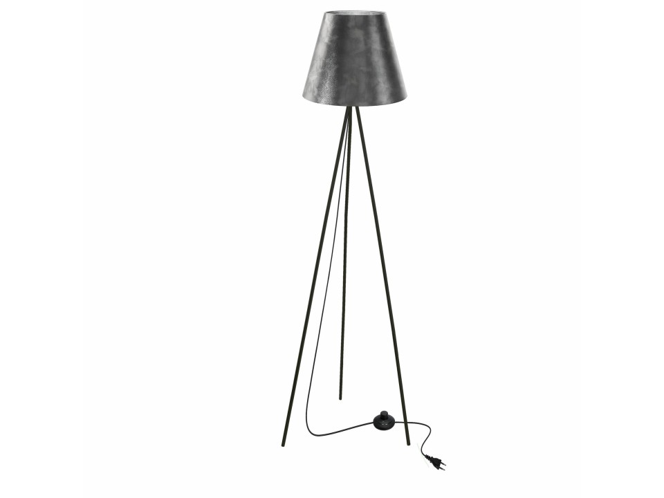 Platino Lampa Podłogowa Czarny 1X40W E27 Abażur Srebrny Candellux