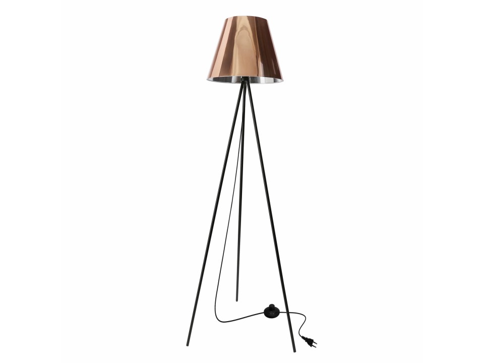Platino Lampa Podłogowa Czarny 1X40W E27 Abażur Miedziany Candellux