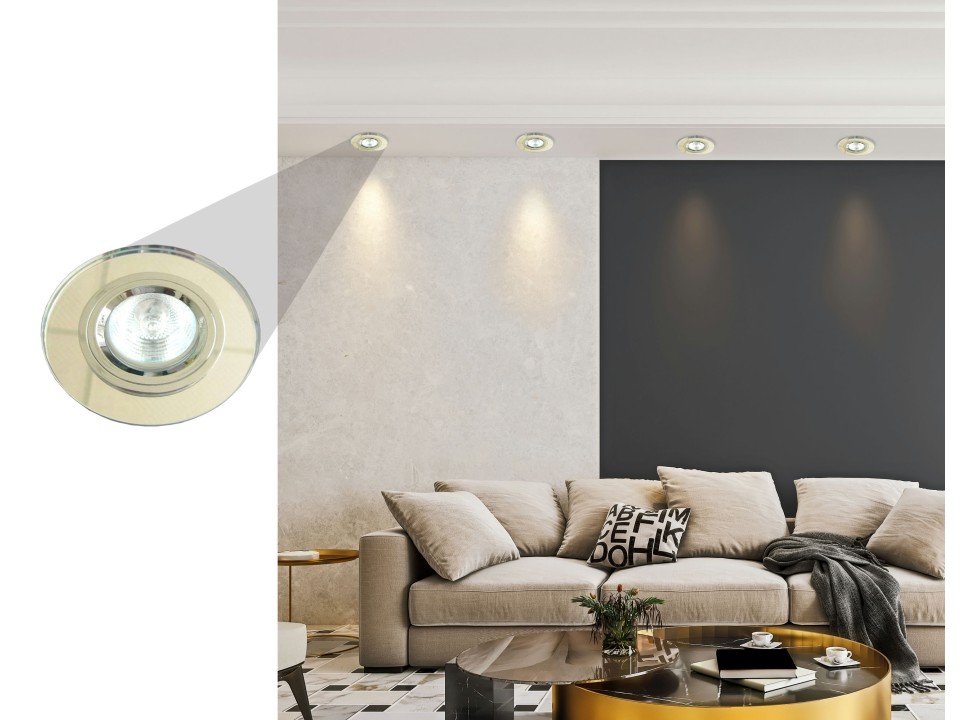 Ss-15 Ch/Wh Mr16 Chrom Oczko Sufitowe Lampa Sufitowa Stała Okrągła Szkło Bezbarwne Candellux